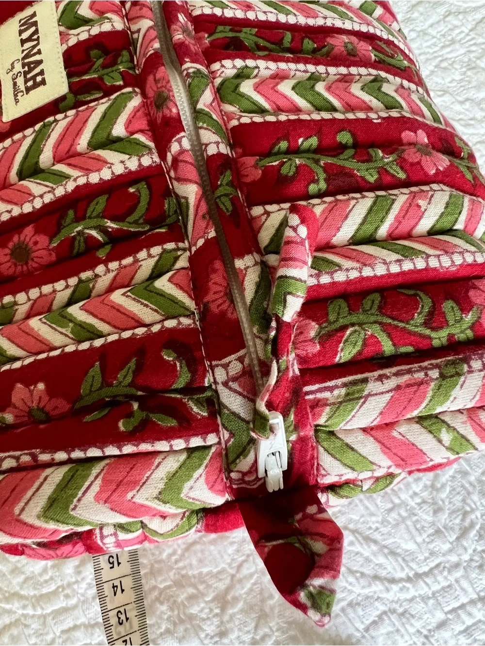 Mynah Red Patterned Quilted Cosmetic Bag